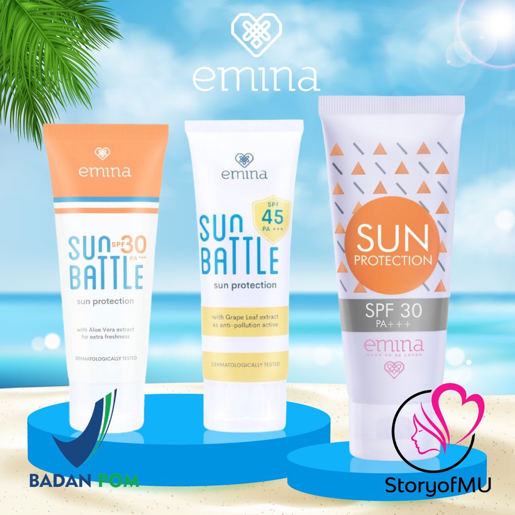 Jual EMINA SUN Protection SPF30 PA+++ 60ml / Sun Battle SPF45 PA