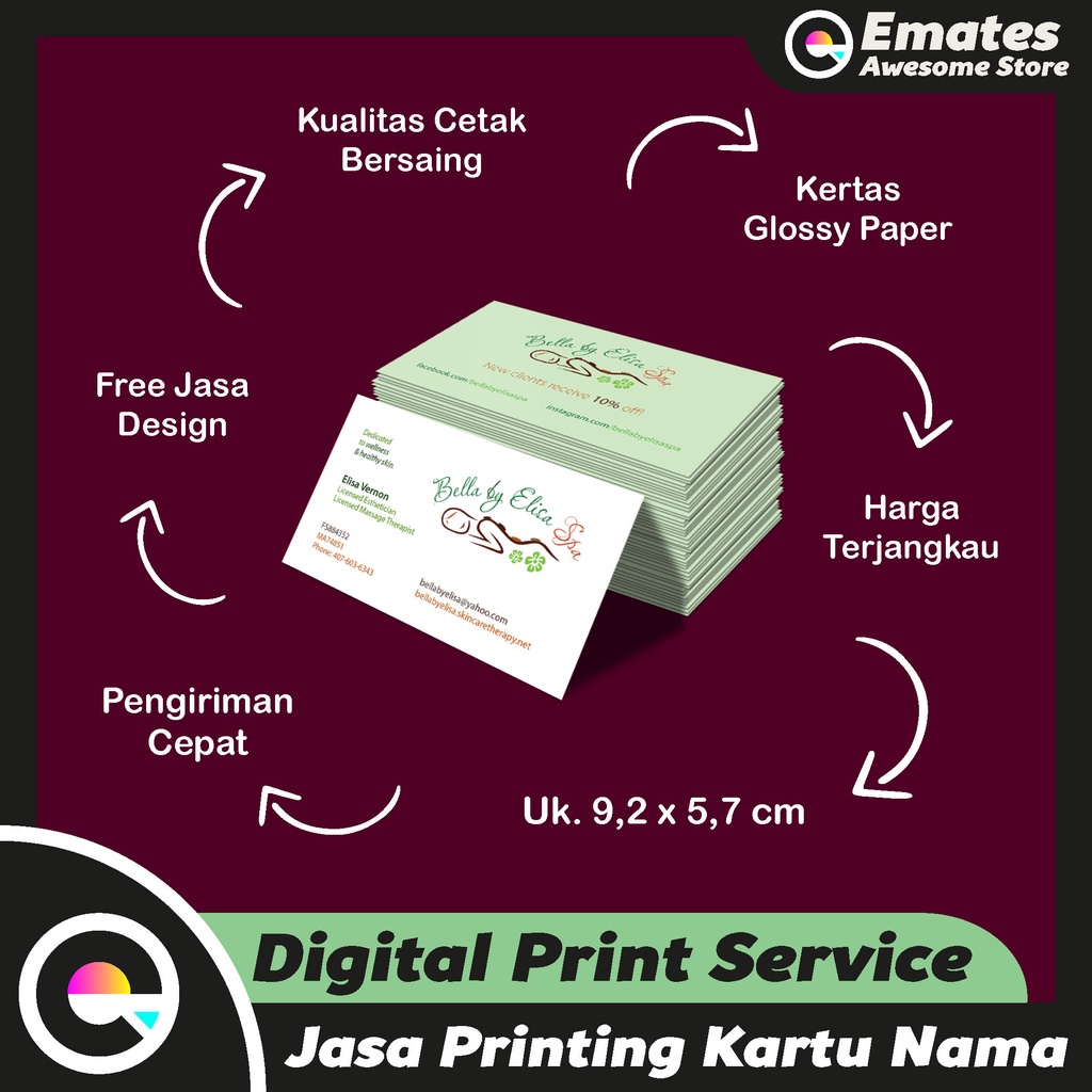 Jual Jasa Print Cetak Kartu Nama Custom Glossy Doff Kartu Bisnis Id