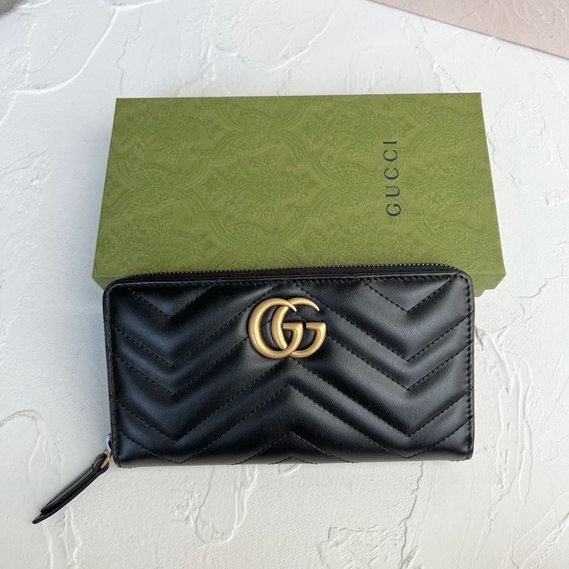 Jual Gucci GG marmont zip around wallet in black Shopee Indonesia