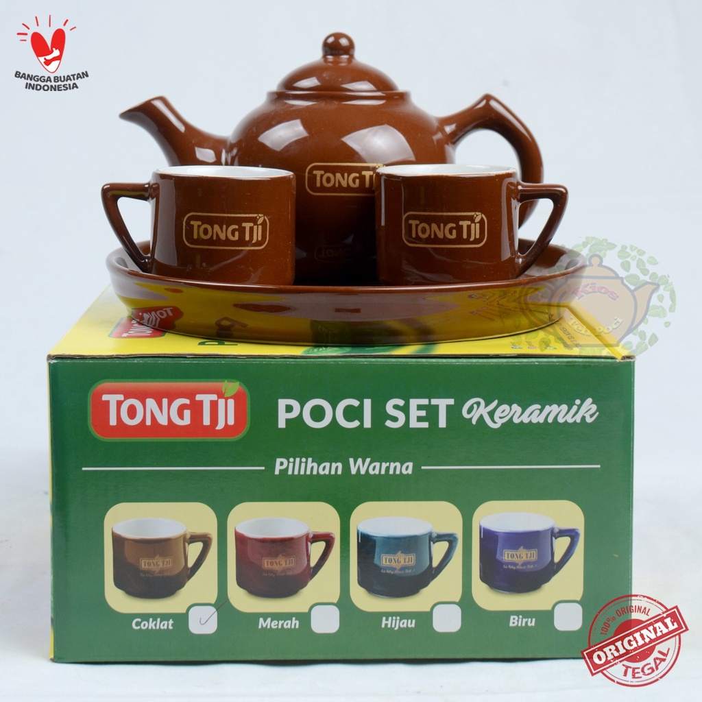 Jual PROMO Poci set keramik TONGJIE (set komplit) MERAH DAN HIJAU ...