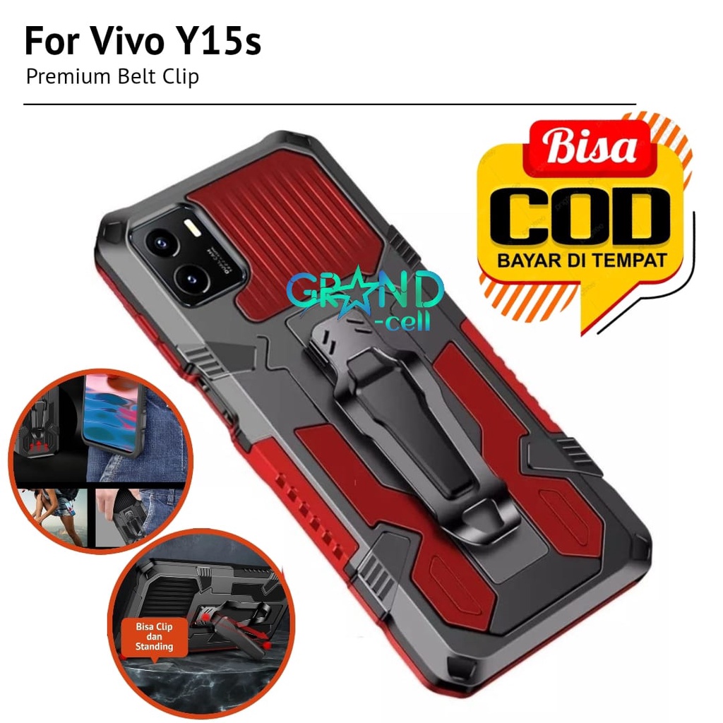Jual Case Hp for VIVO Y15S Premium Casing Belt Clip Armor Back