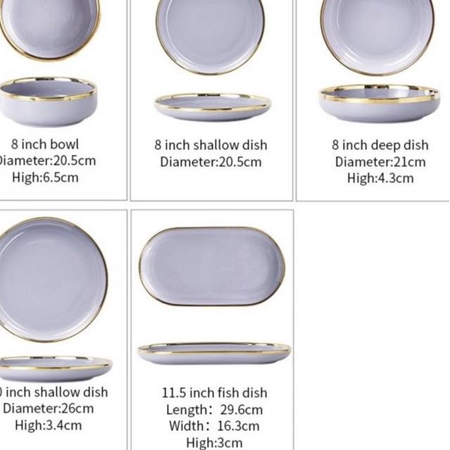 Jual Nordic ceramic plate keramik piring cafe purple rim gold dinnee ...