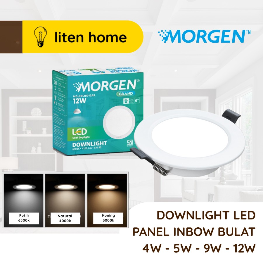 Jual Lampu Downlight LED Panel Bulat Inbow Morgen Grand 4w / 5w / 9w ...