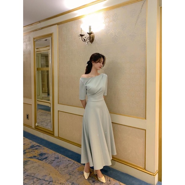 midi dress vintage korean sabrina Sabrina Midi Dress Satin