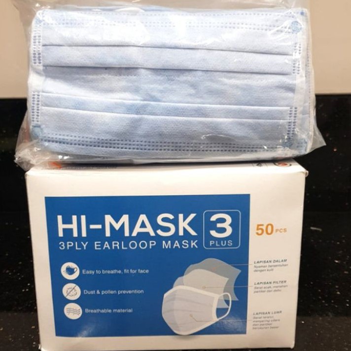 Jual Masker 3Ply Earloop HI-MASK putih - 50pcs 100% Original | Shopee ...
