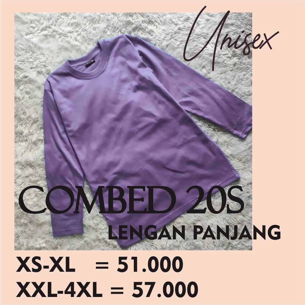 Jual Oneck Cotton Combed S Lengan Panjang Kaos Polos Premium Katun Unisex Shopee Indonesia