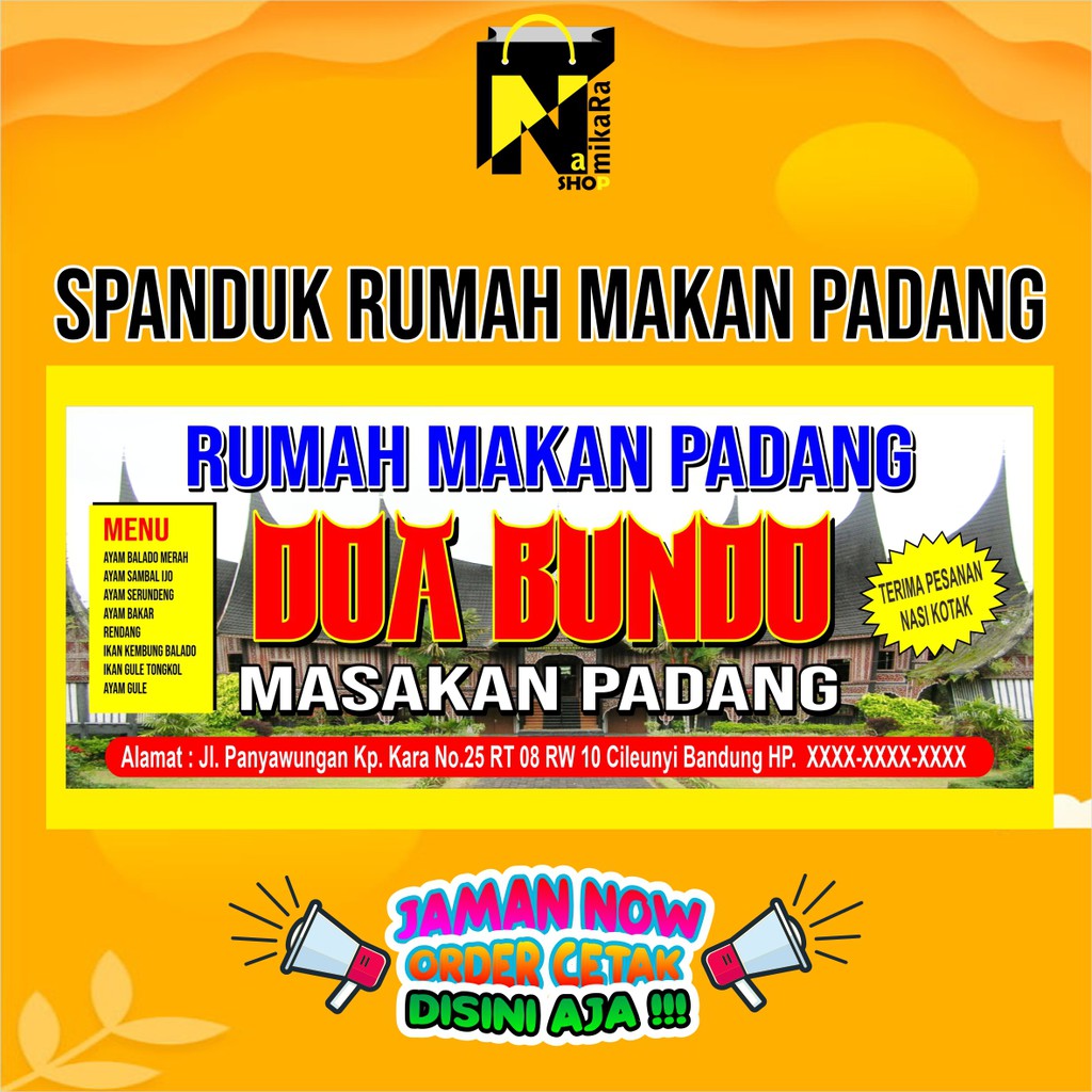 Jual Spanduk Banner Backdrop Rumah Makan Padang/ Banner Restaurant
