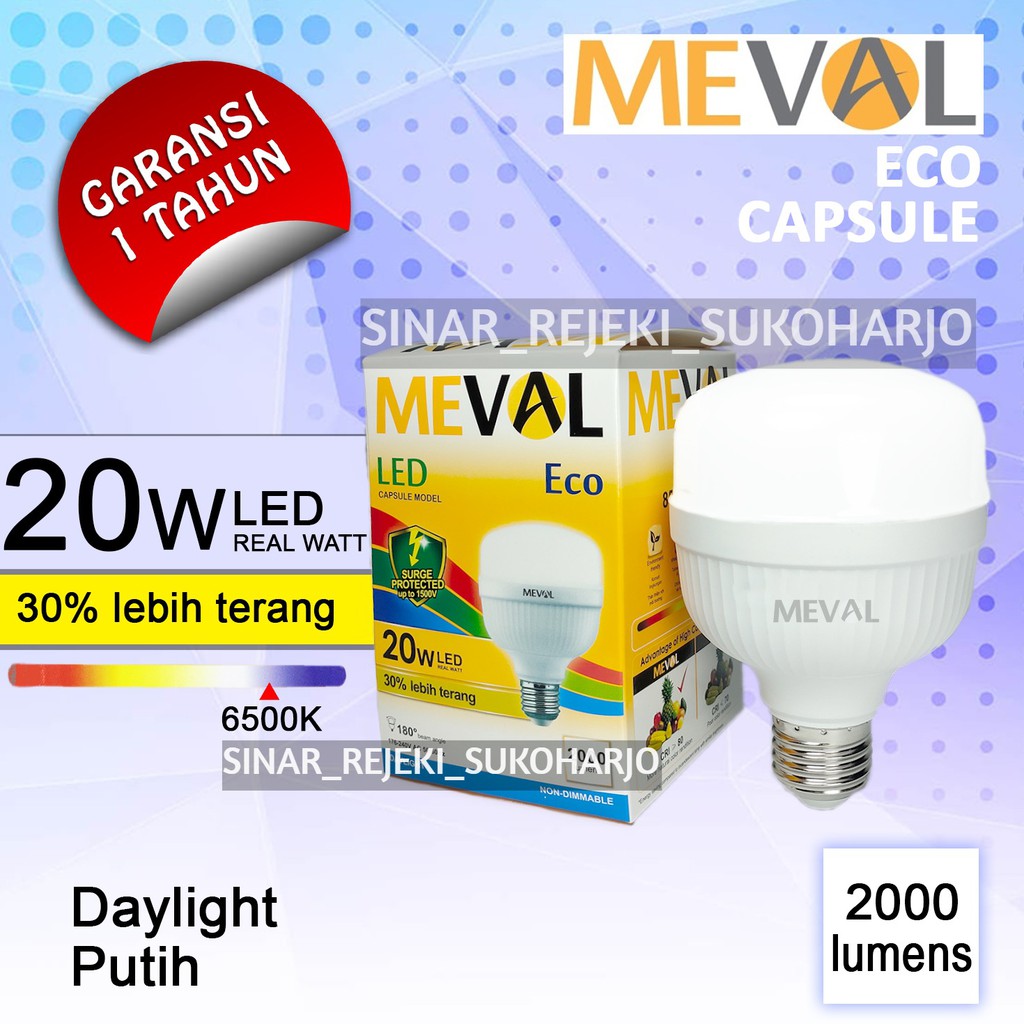 Jual MEVAL Eco Lampu LED Kapsul 20W Putih | Shopee Indonesia