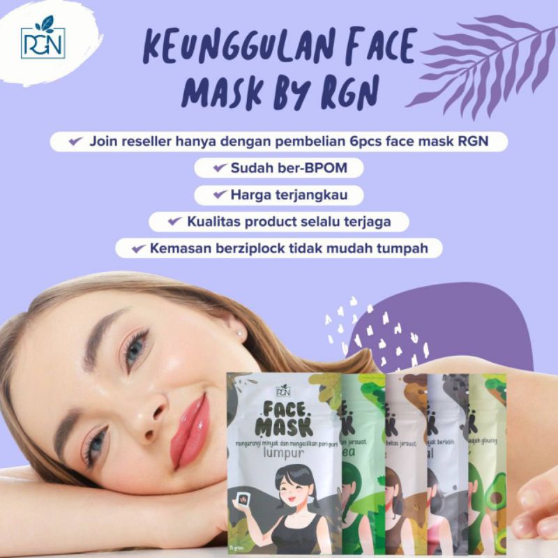 Jual Ready Face Mask Rgn 25 Gr And 50 Gr Bpom Masker Wajah Rgn Free