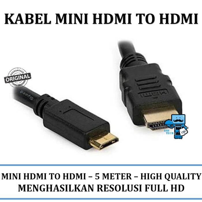 Jual Kabel Mini Hdmi to HDMI 5 meter (mini hdmi-hdmi) | Shopee Indonesia
