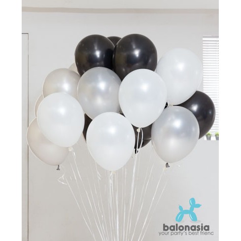 Jual Balon Latex Metalik Mix 30 pcs (hitam, silver, putih) | Shopee ...