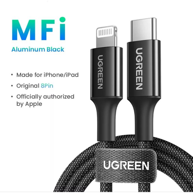 Ugreen MFi Cable Nylon USB Type C to Lightning PD Fast Charging Kabel  Iphone 14 13 12 11 XR XS - Main Image