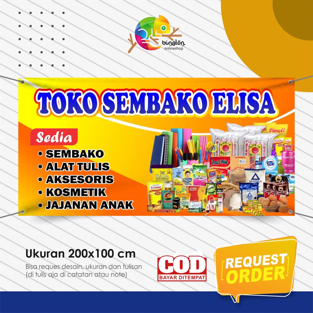 Jual Size 200x100 Cm Spanduk Banner Toko Sembako Murah Berkualitas