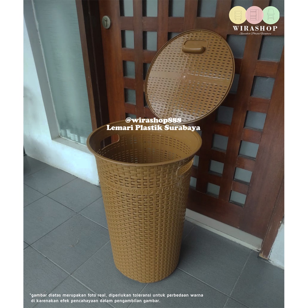 Jual Club Laundry Basket Crb 900800 Tempat Baju Kotor Cucian Bahan Plastik Motif Rotan Anyaman 7191