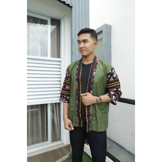 Jual Outer Batik Kekinian Kimono Songket Batik Kampus Blazer Pria Batik