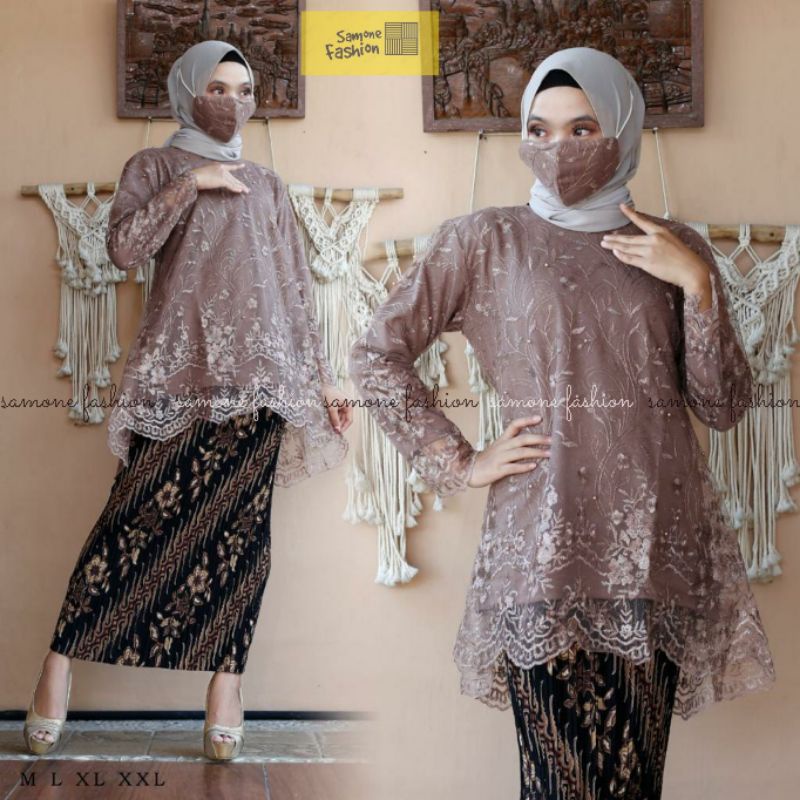 Jual Setelan Kebaya Modern Setelan Tulle Blouse Azkia Set Kebaya