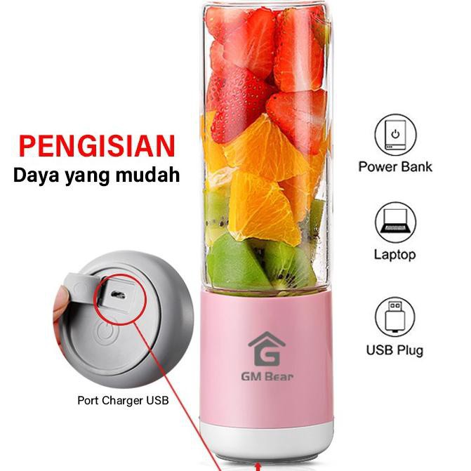 Jual GM Bear Portable Blender Kaca 4 Mata PisauPortable Blender Juicer