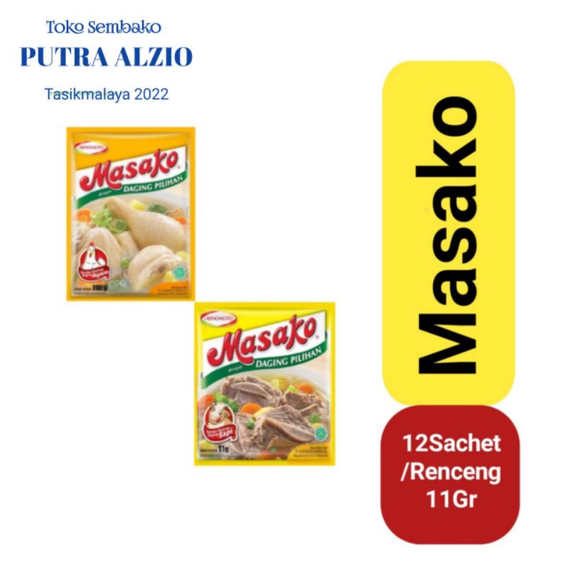 Jual Masako Penyedap Rasa Ayam & Sapi 1Renceng Isi 12sachet | Shopee ...