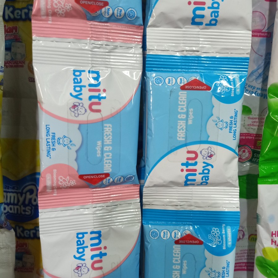 Jual 1 Renceng MITU Tissue Basah Mini isi 12 sachet x 4 sheets | Shopee ...