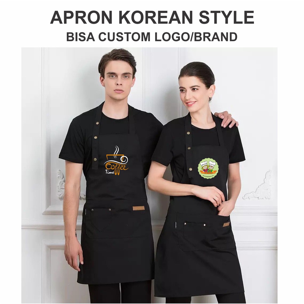 Jual Apron Celemek Barista Cafe Barbershop Korean Style Bisa Custom