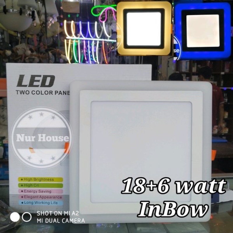 Jual Lampu Downlight 2 Warna 18+6 Watt Lampu Plafon Kotak Inbow ...