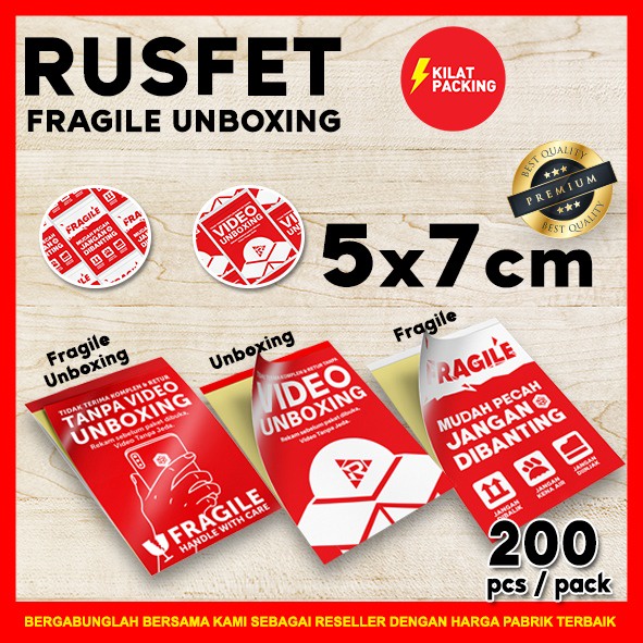 Jual Sticker Unboxing with FRAGILE Rusfet | Tempelan / Label WAJIB ...