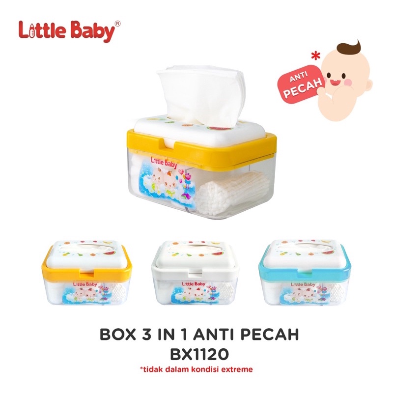 Jual Little Baby BOX 3in1 ANTI PECAH Tissue + Kapas + Cotton Bud ...