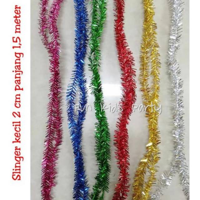 Jual Slinger Kecil Tinsel Rumbai Hiasan Pohon Aneka Warna Slinger Ondel Ondel Rumbai