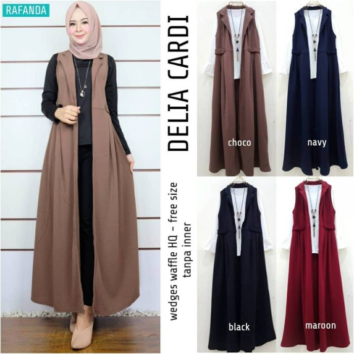 Jual Stok Terakhir Delia Cardi long cardy outer wanita cardigan muslim