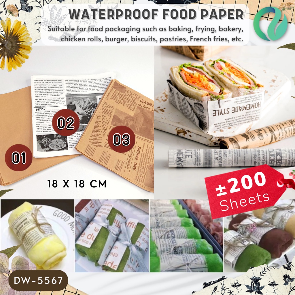 Jual Baking Paper Wax Paper Kertas Roti Motif 18 x18cm | Shopee Indonesia