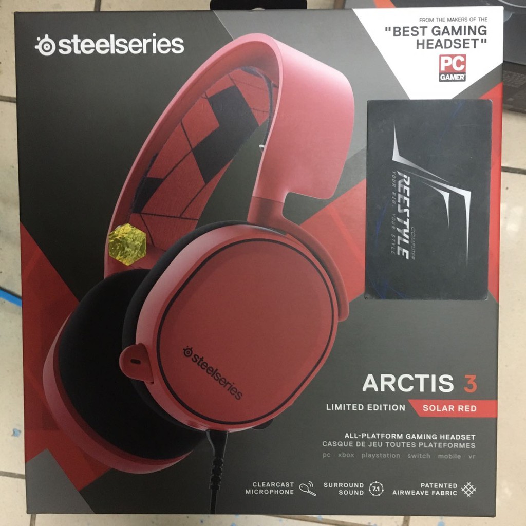 SteelSeries Arctis 3 Red Gaming Headset with 7.1 DTS Headphone X