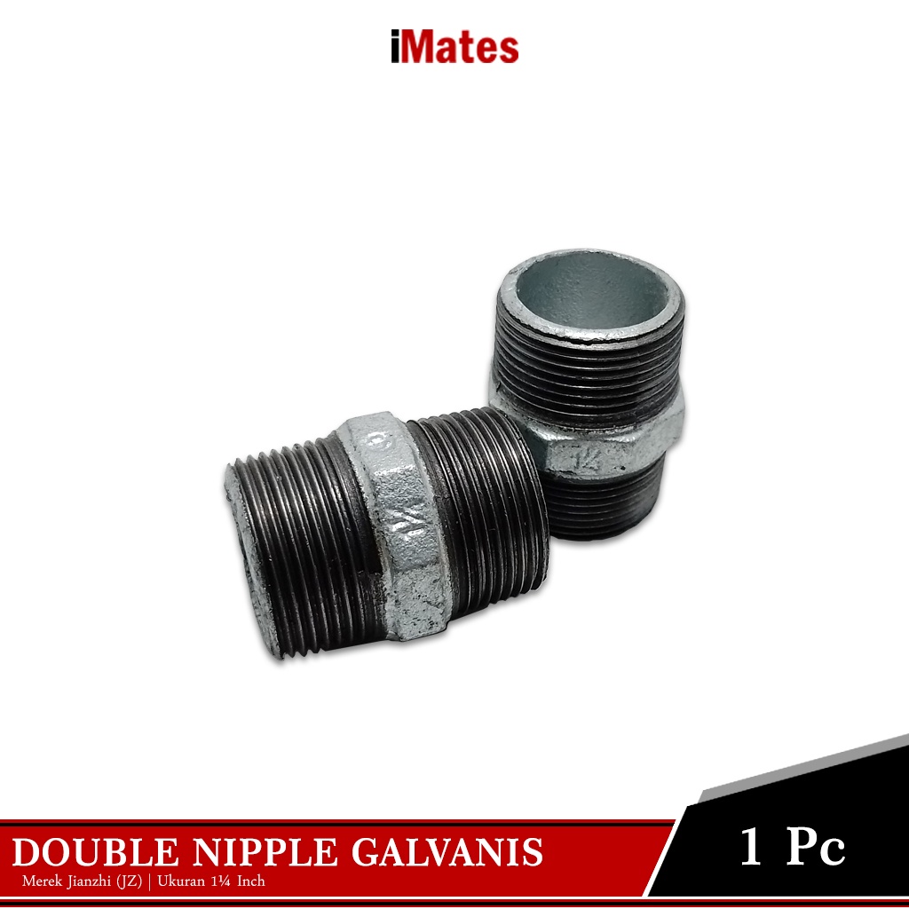 Jual JIANZHI Sambungan Pipa Besi Double Nipple Fitting Galvanis Drat ...