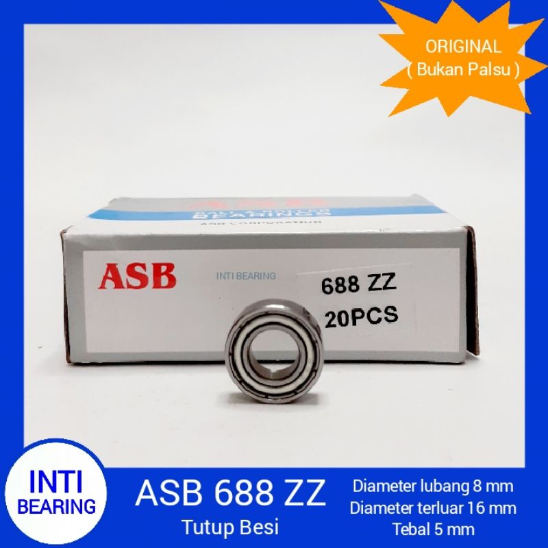 Jual MINIATUR BALL BEARING 688 ZZ ASB BEARING ASLI ORIGINAL LAHER ...