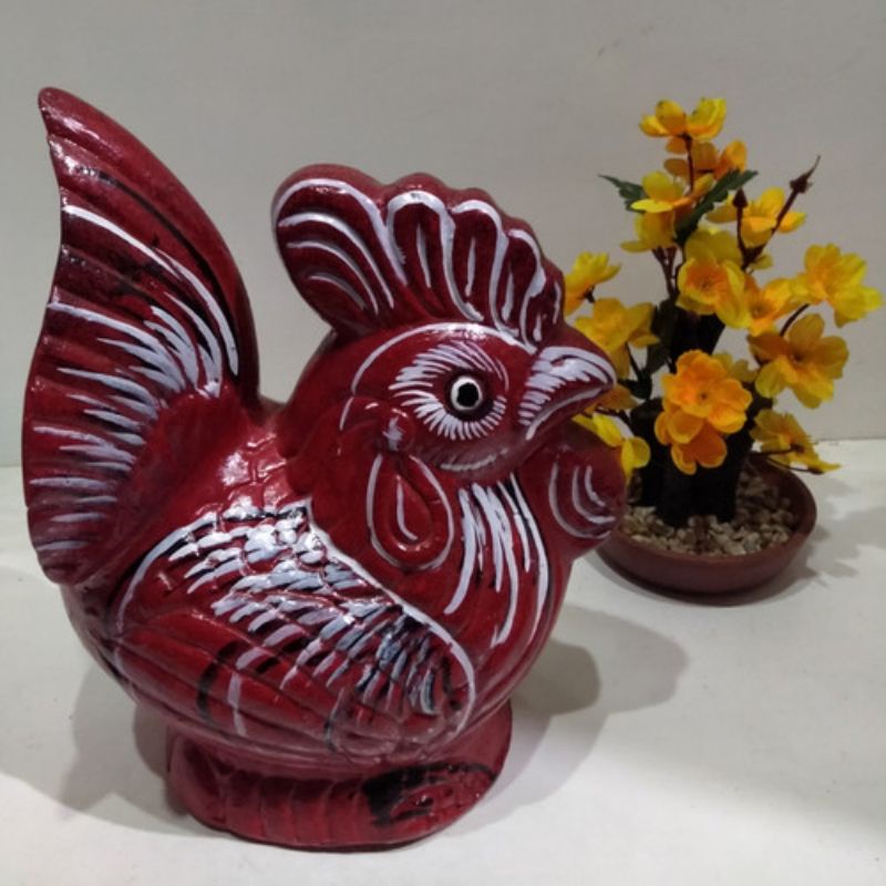 Jual Celengan karakter ayam jago celengan gerabah celengan tanah liat