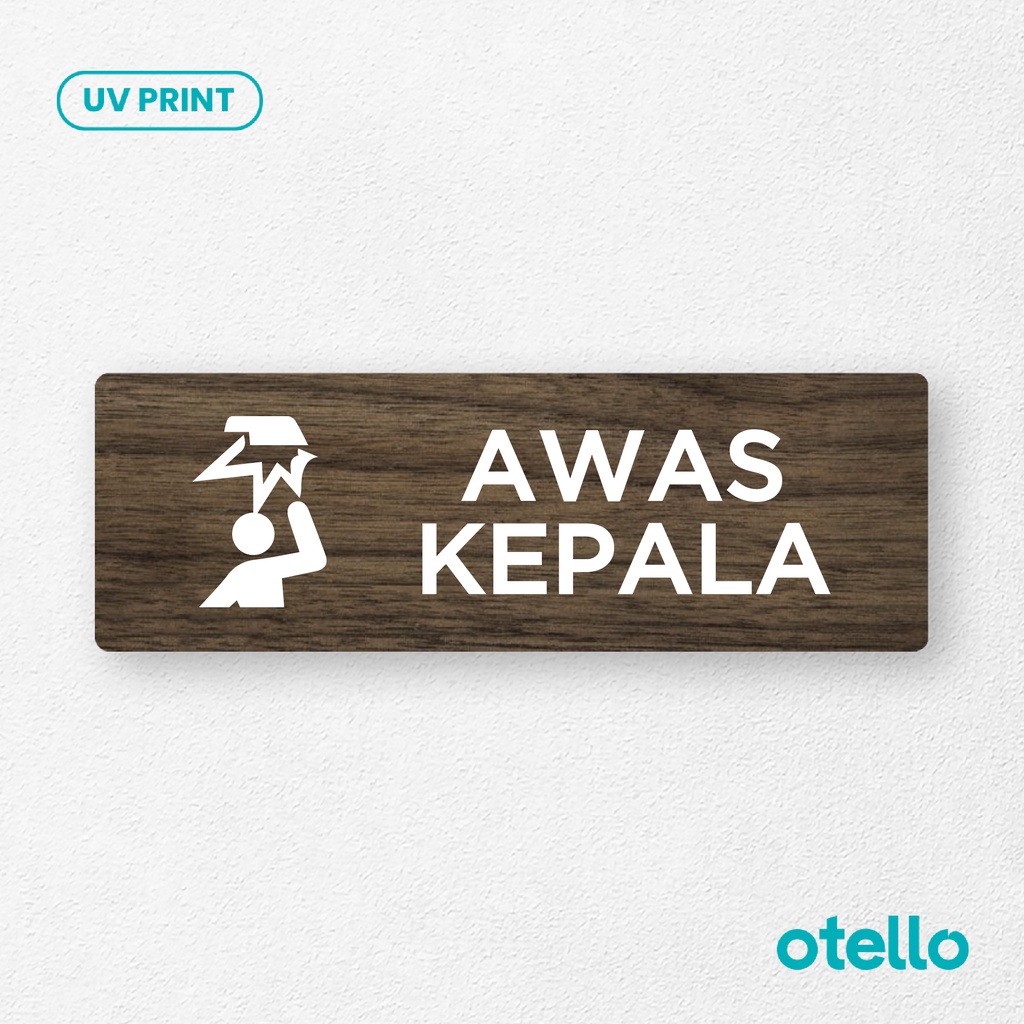 Jual Otello Plat Tulisan Awas Kepala Sign Board Kayu Print Uv Signage