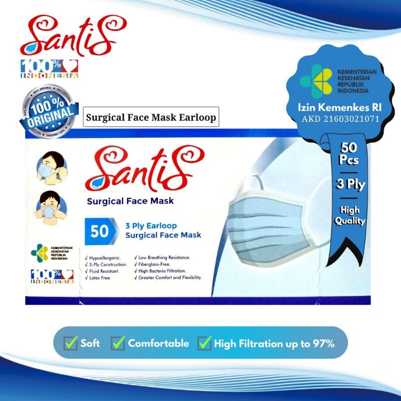 Jual Masker SANTIS 1 BOX isi 50pcs | Shopee Indonesia