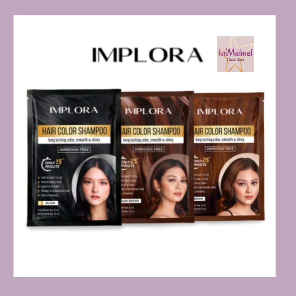 Jual IMPLORA HAIR COLOR SHAMPOO / Cat Rambut Shampoo Shopee Indonesia