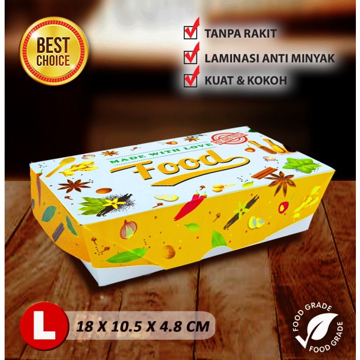Jual Lunch Box Paper FOOD - VARIASI WARNA | (L) LARGE ( 50 pc ...