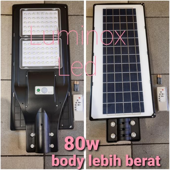Jual lampu pju jalan solar cell panel surya 80w 80watt 80 watt all in ...