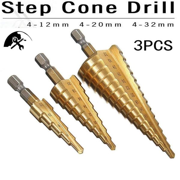 Jual Mata Bor Pagoda 4-32mm Set 3pcs HSS Tingkat Multi Step Drill Bit ...