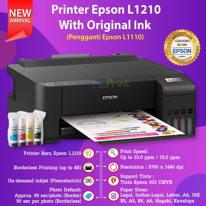 Jual Printer Epson L1210 Pengganti L1110 Print Only Black Tinta 003 C13t00v Shopee Indonesia 2209