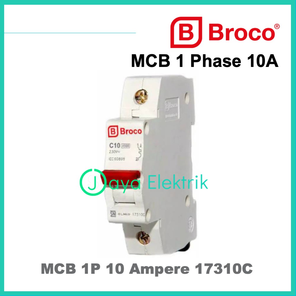 Jual MCB BROCO 10A 1P Pemutus Arus 1 Phase 10 Ampere 2200 Watt SNI ...