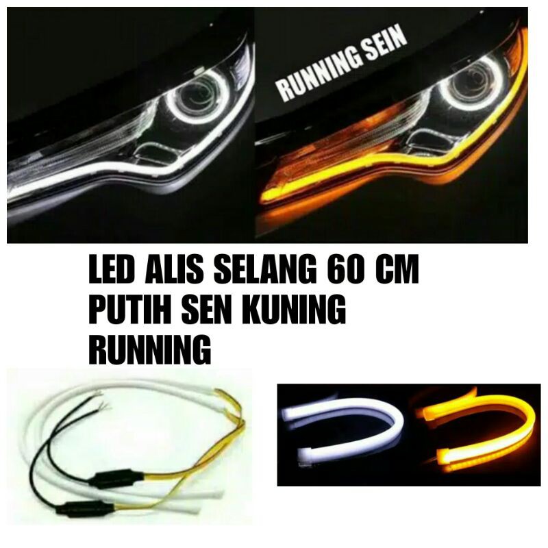 Jual Led Alis Selang Flexibel 60 Cm Putih Sein Kuning Running | Shopee ...