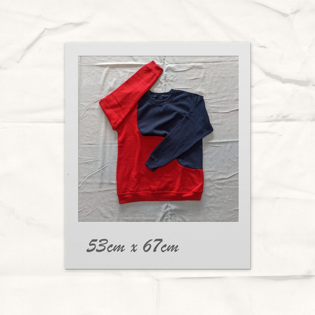 Jual Jaket Sweater kombinasi 2 warna Merah Navy ONLY Jaket Unik Aneh