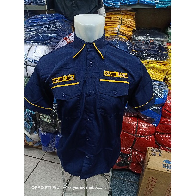 Jual Kemeja Karang Taruna Navy Lis Kuning Shopee Indonesia 2804