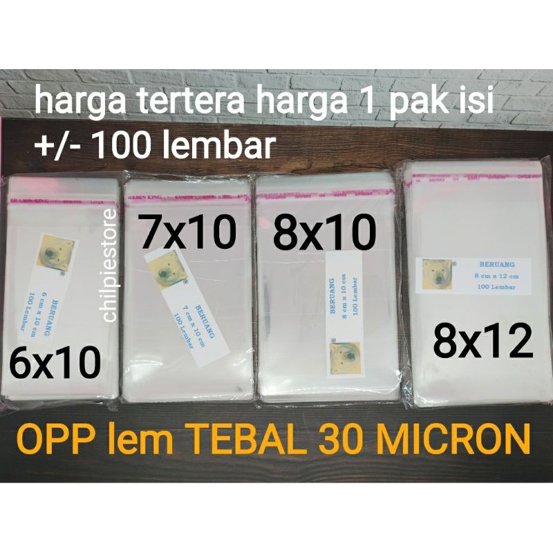 Jual (isi 100) Plastik OPP 6x10 7x10 8x10 8x12 tebal 30 micron / inner ...