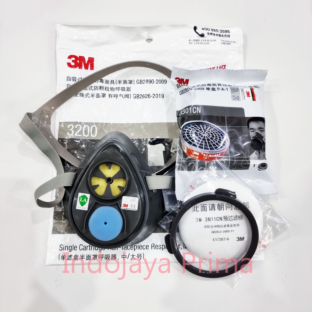 Jual Masker 3M 3200 Respirator + Cartridge 3301CN + Filter 3N11CN ...
