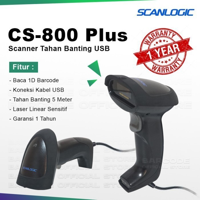 Jual BARCODE SCANNER SCANLOGIC CS-800+ 1D USB Tahan Banting Ekspedisi ...