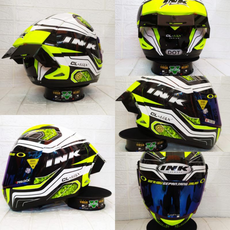 Jual INK HELM CL MAX MOTIF #5 WHITE YELLOW FLUO PAKET GANTENG PREMIUM ...