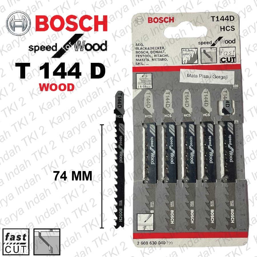 Jual Mata Gergaji Jigsaw Kayu BOSCH T144D Jig Saw Blade 1 Pack 5 Pcs ...
